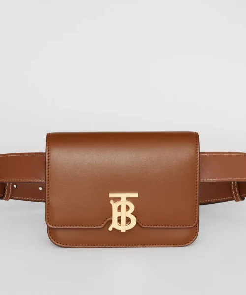 Burberry bags for upscale fashion lovers -Burberry Belted Leather TB Bag Brown