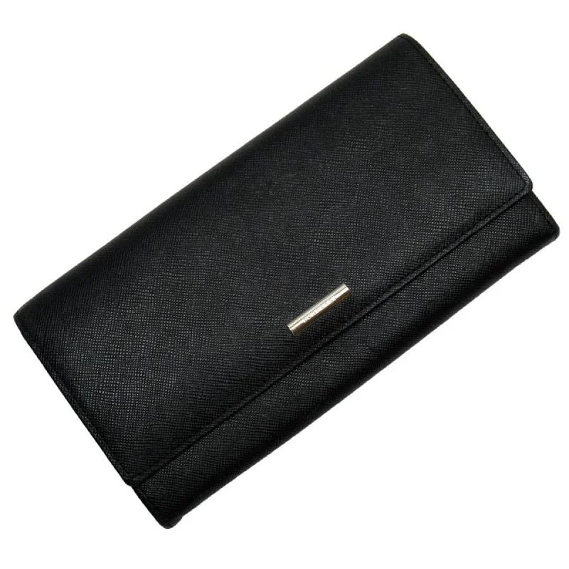 Burberry handbags for exclusive fashion lovers -Burberry bi-fold long wallet leather black silver men's women's w0370a