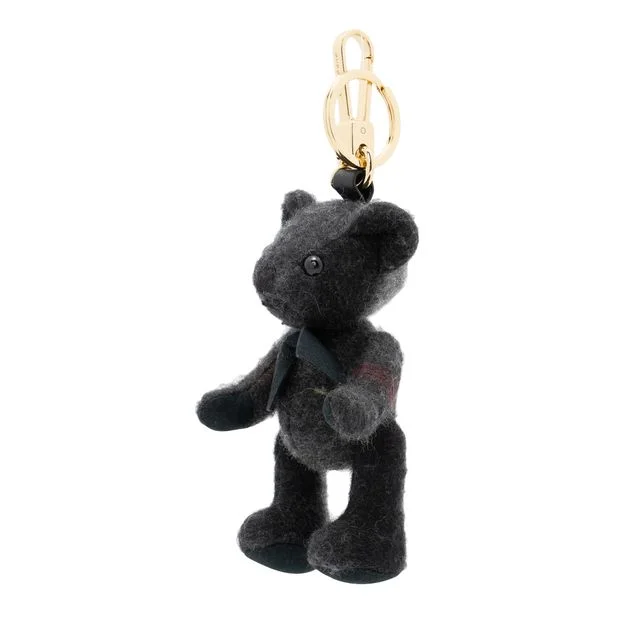 Burberry bags for chic professionals -BURBERRY Black Check Cashmere Thomas Bear Bag Charm