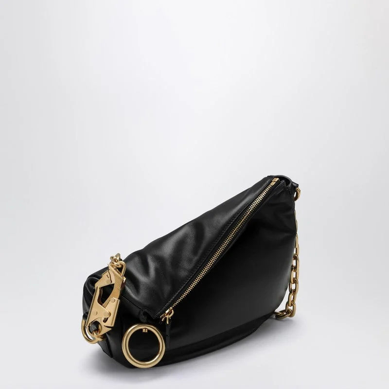 Burberry bags with signature gold hardware -Burberry Black Leather Knight Bag Women