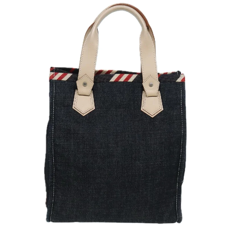 Burberry handbags with bold, stylish patterns -BURBERRY Blue Label Denim Hand Bag Canvas Navy  ti1891