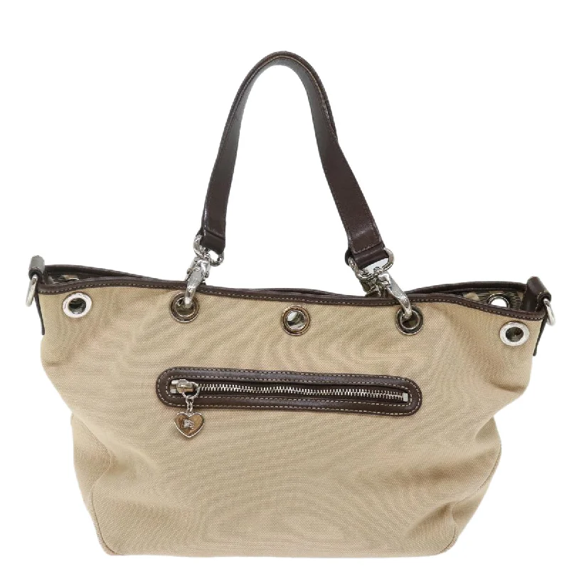 Burberry bags with intricate stitching -BURBERRY Blue Label Hand Bag Canvas Beige  bs13611