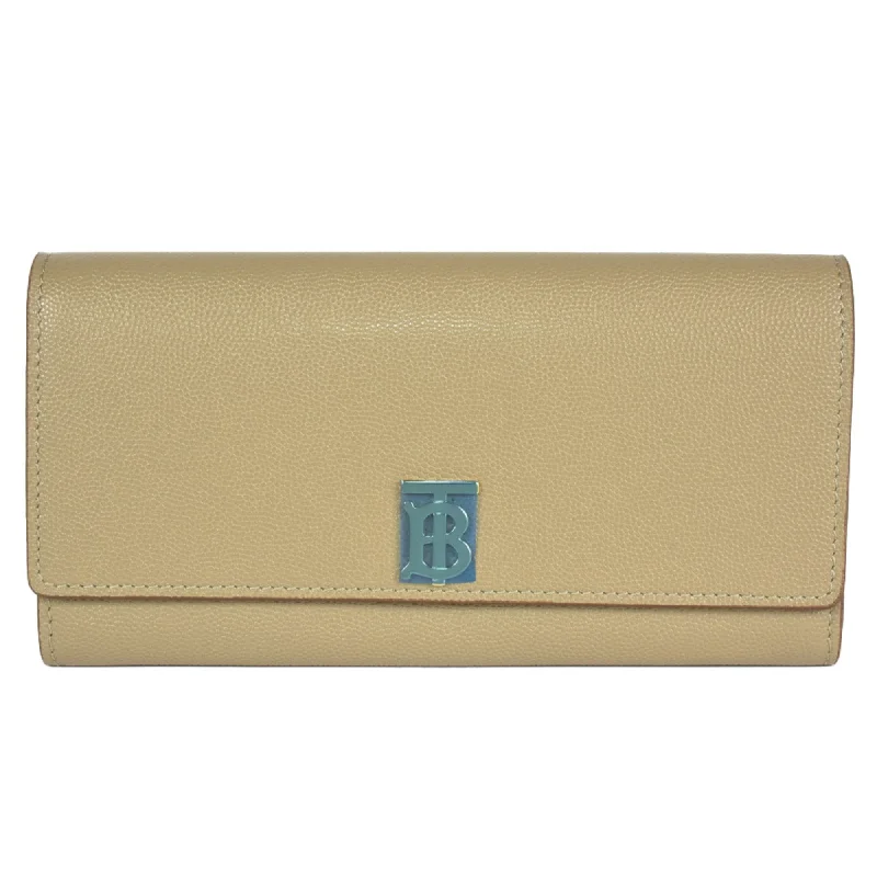 Burberry bags with refined fabric finishes -Burberry BURBERRY metal fittings bi-fold long wallet leather 8018939 beige