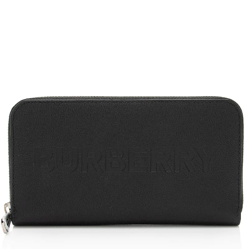 Burberry handbags with refined textures -Burberry Calfskin Embossed Logo Elmore Zip Around Wallet (SHF-s1Fg80)