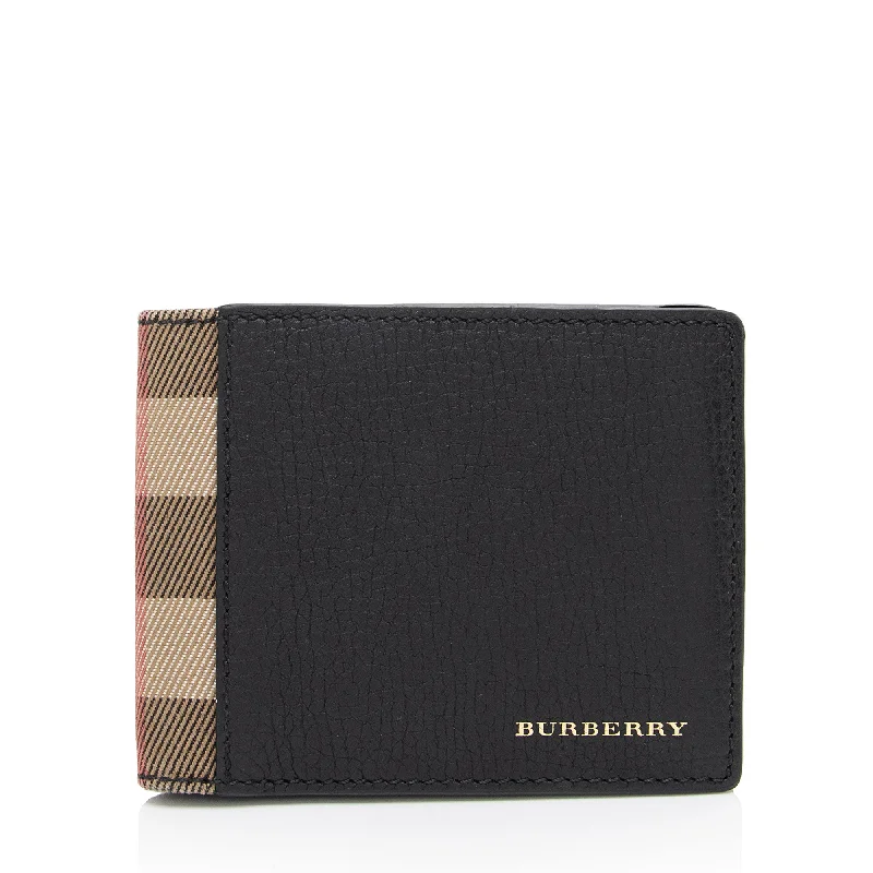 Burberry bags with chic leather designs -Burberry Calfskin House Check Bi-Fold Wallet (SHF-a1iZNa)