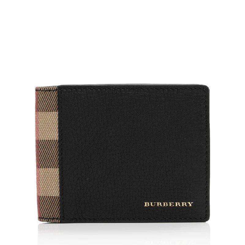 Burberry handbags for exclusive fashion lovers -Burberry Calfskin House Check Bi-Fold Wallet (SHF-yb78nZ)