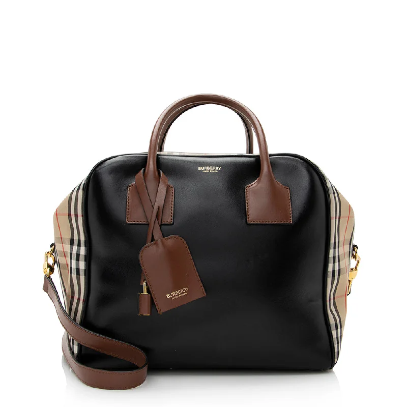 Burberry bags for signature fashion -Burberry Calfskin Nova Check Small Cube Bowling Bag (SHF-21401)