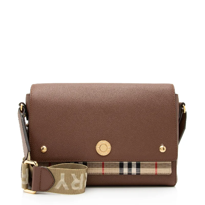 Burberry bags with luxurious leather details -Burberry Calfskin Vintage Check Note Bag (SHF-vpM9p4)