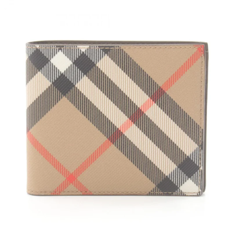 Burberry bags with structured leather finishes -Burberry Check Bi-fold Long Wallet Coated Canvas Men's Beige Multicolor 8091926