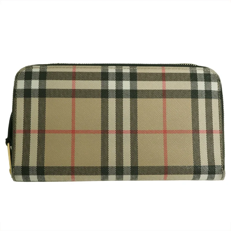 Burberry bags for fashion-conscious women -Burberry Check Round Long Wallet PVC Leather Women's 80580161 BURBERRY