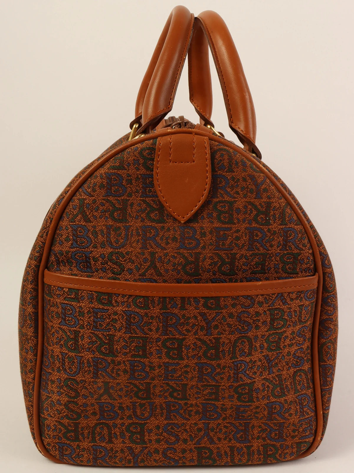 Burberry bags for fashion-forward professionals -BURBERRY Cnavas Logo Pattern Boston Bag Brown