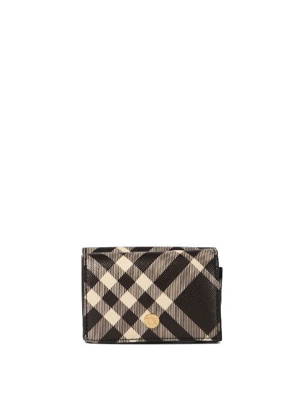 Burberry bags with fine detailing -BURBERRY Compact Check Mini Wallet 10x8.5x2.5 cm