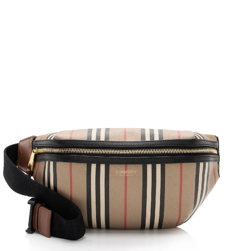 Burberry bags for fashionable professionals -Burberry E-Canvas Icon Stripe Sonny Bumbag (SHF-RUAiZ3)