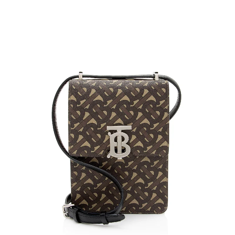 Burberry bags for high-end occasions -Burberry E-Canvas TB Monogram Robin Mini Messenger (SHF-NNP9ZZ)