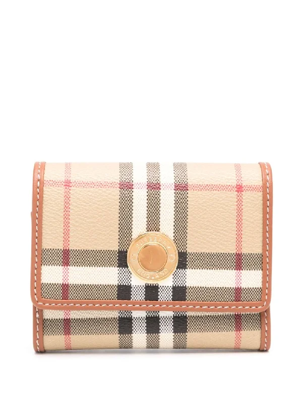 Burberry bags with sleek finishes -BURBERRY Elegant Checkered Mini Wallet with Gold Snap