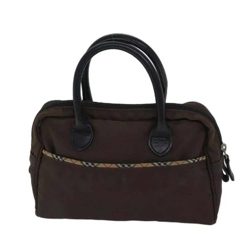 Burberry handbags for refined fashion -BURBERRY Golf Nova Check Hand Bag Nylon Brown  bs13606