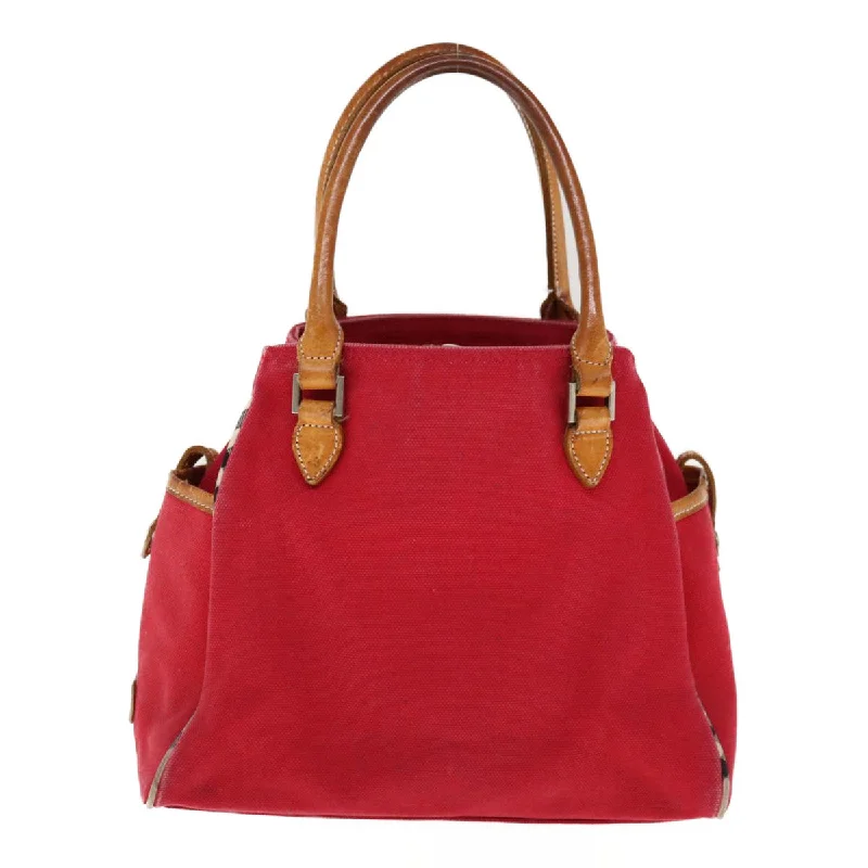 Burberry handbags with timeless plaid designs -BURBERRY Hand Bag Canvas Red  ac2619