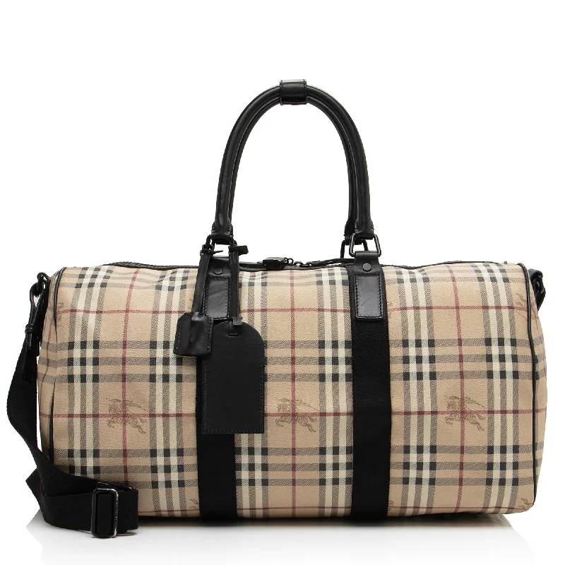 Burberry bags with sophisticated embroidery -Burberry Haymarket Check Holdall Duffle Bag (SHF-htwN9P)