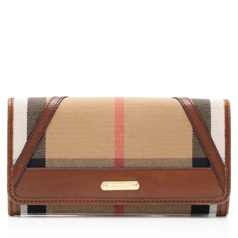 Burberry handbags with artistic plaid prints -Burberry House Check Bridle Penrose Continental Wallet (SHF-Nqh5fC)