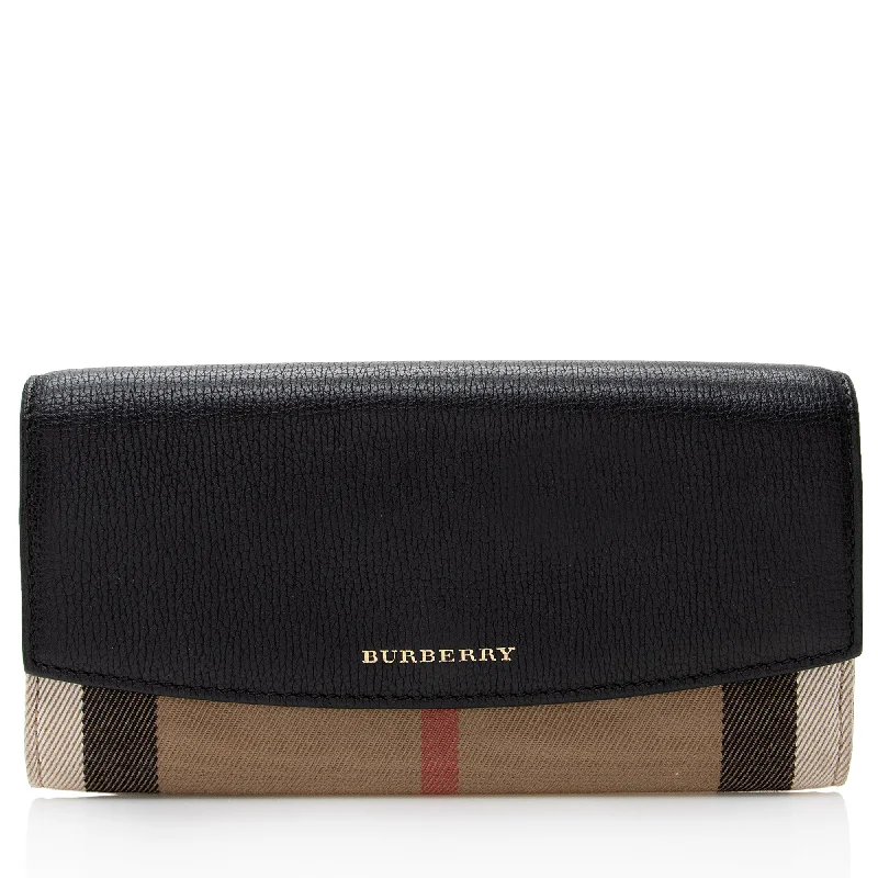 Burberry bags with refined fabric finishes -Burberry House Check Continental Wallet (SHF-22898)