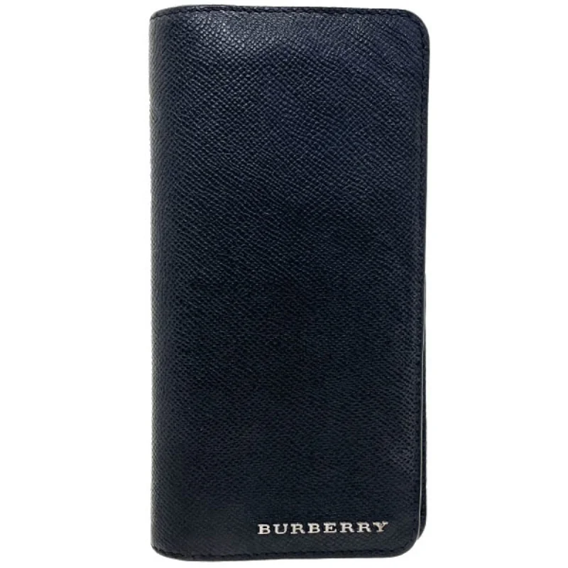 Burberry bags with stylish compartments -Burberry Leather Black BURBERRY Long Wallet Men's HH-13755