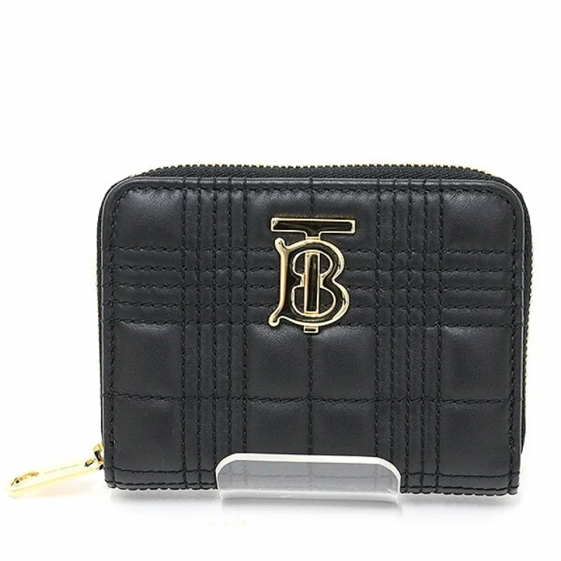 Burberry bags for luxury shopping -Burberry Lola Zip Wallet Black Lambskin 8049292 Quilted Bi-fold