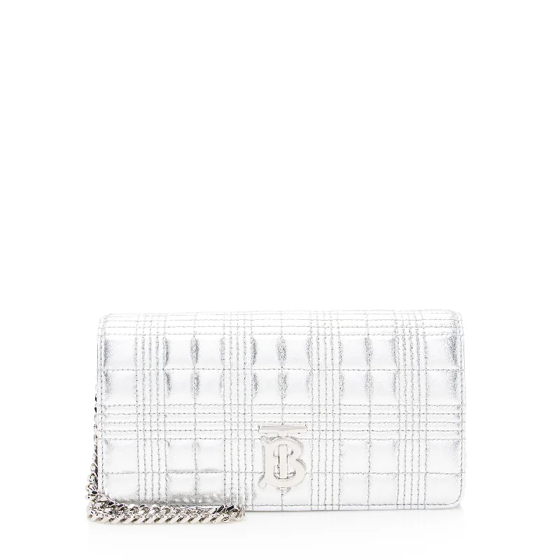 Burberry bags for statement accessories -Burberry Metallic Quilted Lambskin TB Lola Wallet on Chain (SHF-22393)