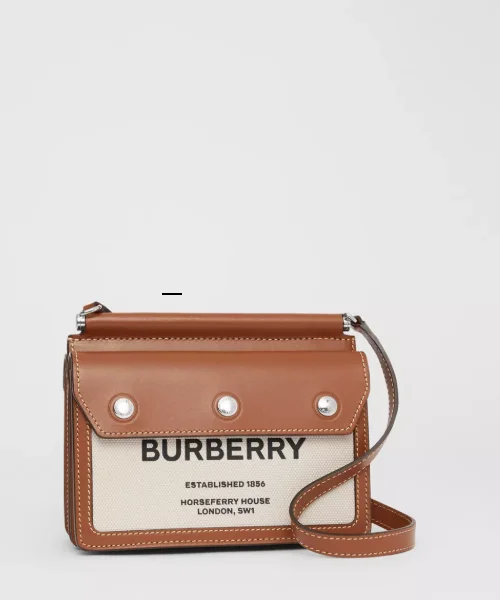 Burberry handbags with luxurious textures -Burberry Mini Horseferry Print Title Bag With Pocket Detail Brown