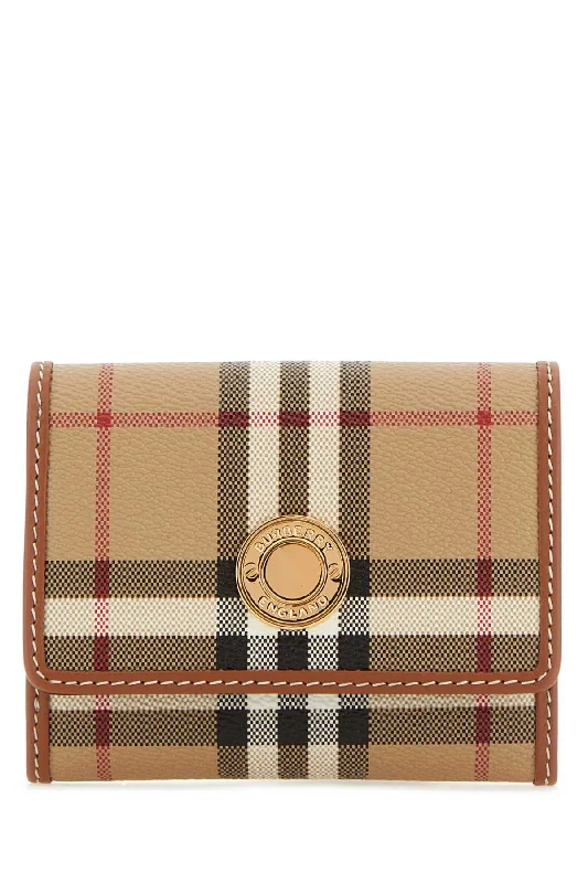 Burberry bags with iconic check pattern -BURBERRY Mini Printed Canvas and Leather Wallet