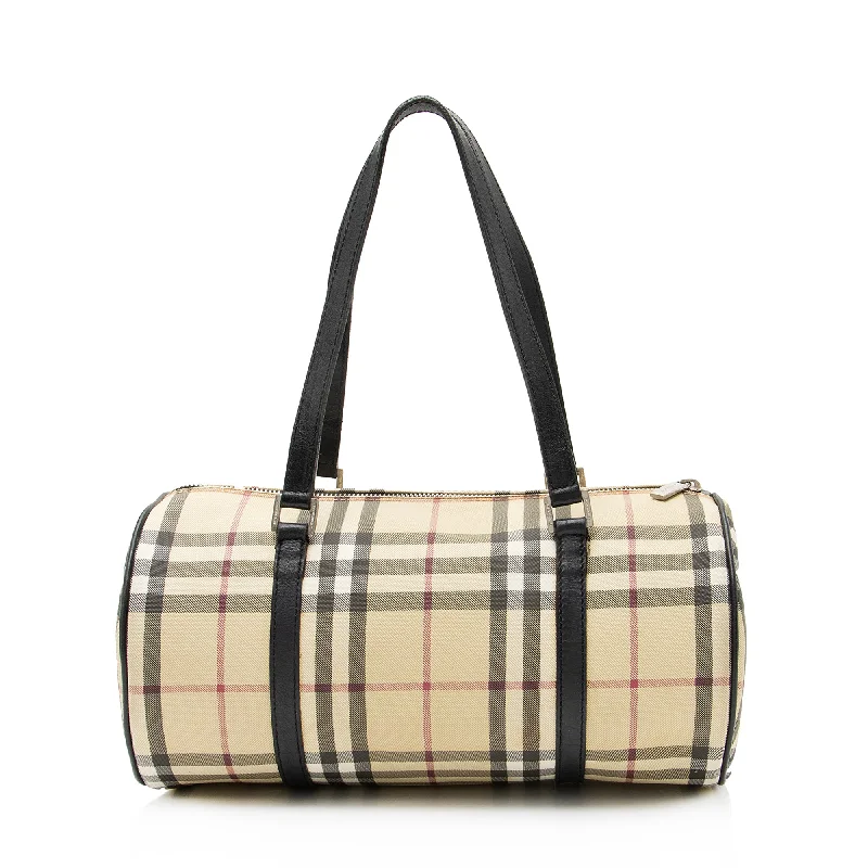 Burberry handbags with iconic checked patterns -Burberry Nova Check Barrel Bag (SHF-23191)