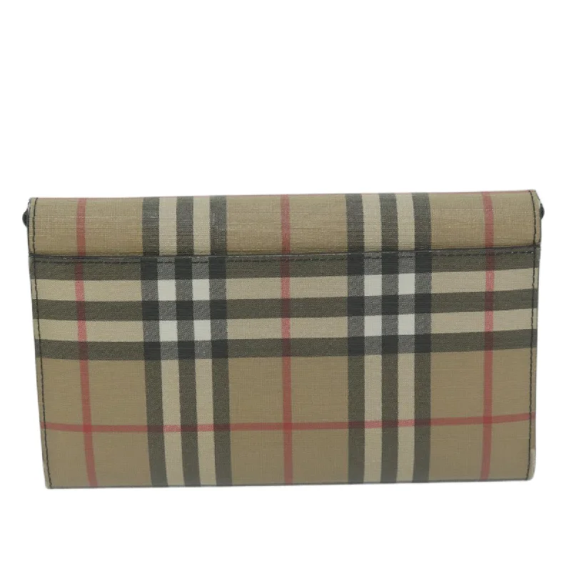 Burberry handbags with bold, stylish patterns -BURBERRY Nova Check Long Wallet PVC Leather Beige  bs11867