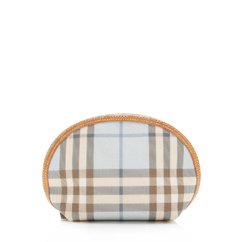 Burberry handbags with sleek, modern finishes -Burberry Nova Check Round Cosmetic Bag (SHF-17607)