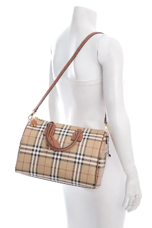 Burberry bags for timeless appeal -Burberry Plaid Bowling Handbag