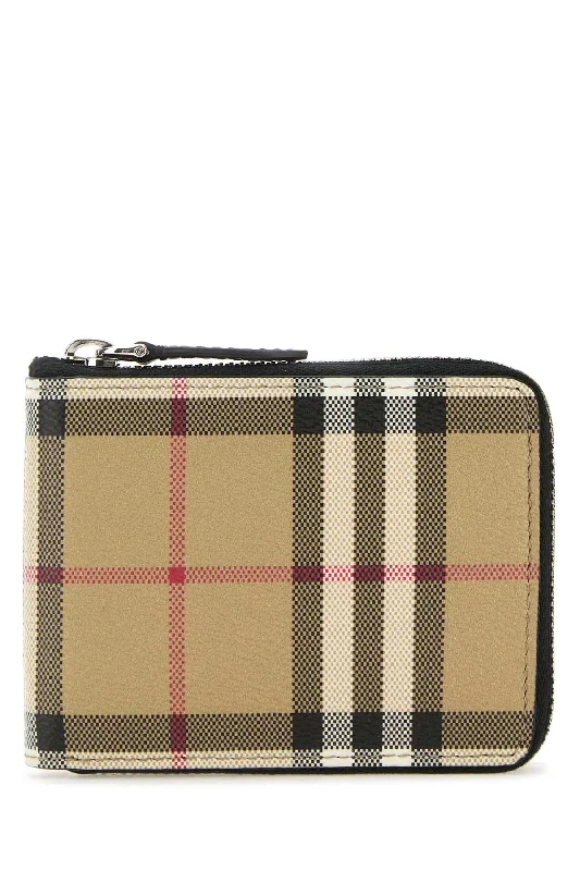 Burberry bags with luxurious plaid designs -BURBERRY Printed Canvas Wallet - 12 cm x 8.5 cm x 2 cm