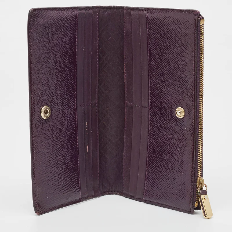 Burberry bags with structured shapes -BURBERRY Purple Patent Leather Zip Bifold Wallet