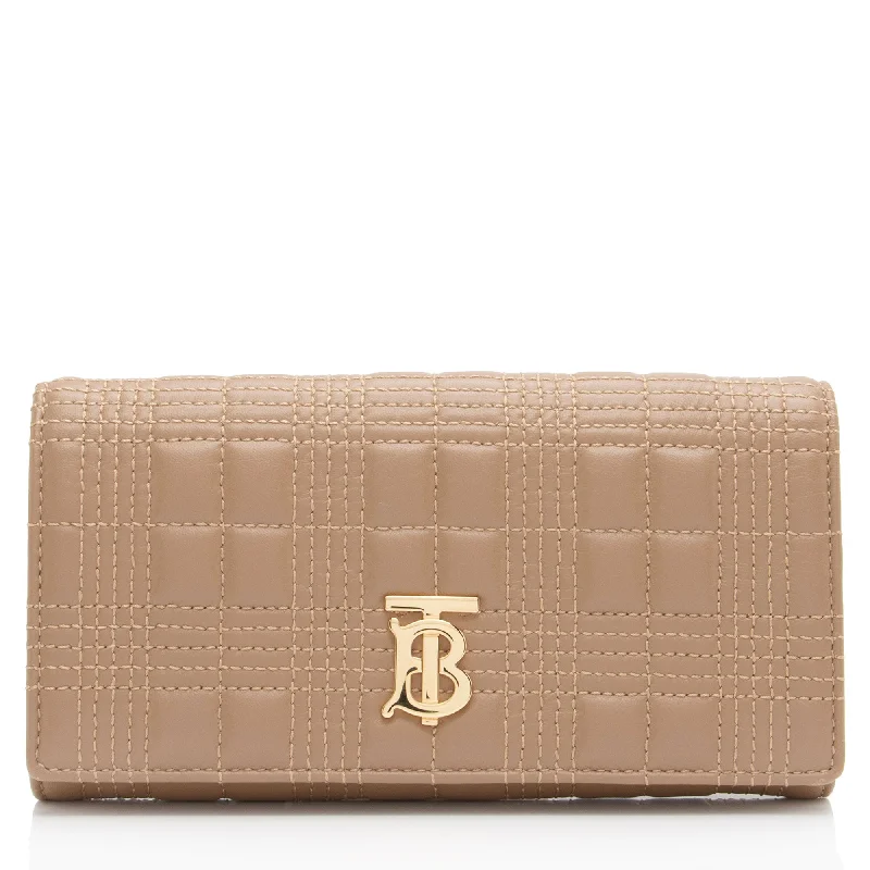 Burberry bags with unique fabric finishes -Burberry Quilted Lambskin TB Lola Continental Wallet (SHF-OkZsZO)