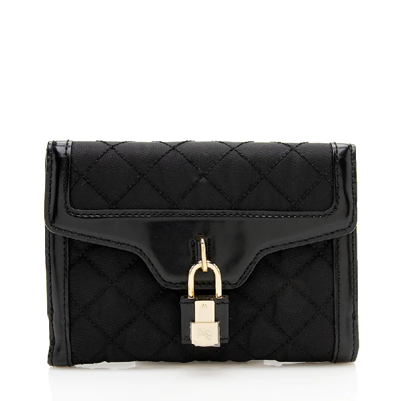 Burberry luxury bags with sleek designs -Burberry Quilted Nylon Lock French Wallet (SHF-11871)