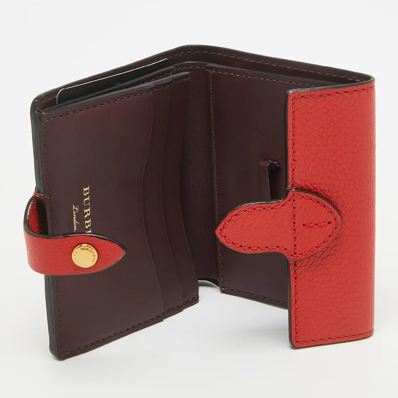 Burberry bags with refined textures -BURBERRY Red Leather Harlow Compact Wallet