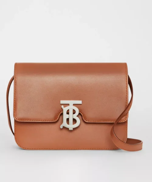 Burberry bags with polished leatherwork -Burberry Small Leather TB Bag Brown