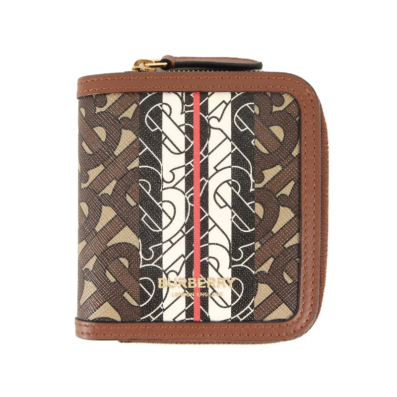 Burberry bags with unique fabric finishes -BURBERRY TB Monogram PVC Leather Bi-Fold Compact Wallet (ROPELFIO71SEB) / Brown Multicolor