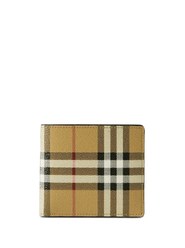 Burberry bags with chic leather straps -BURBERRY Vintage Check Bifold Leather Wallet for Men - SS24