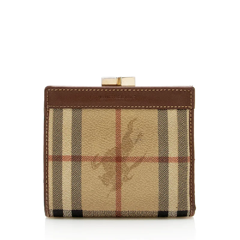 Burberry handbags with chic leather finishes -Burberry Vintage Haymarket French Wallet (SHF-18988)