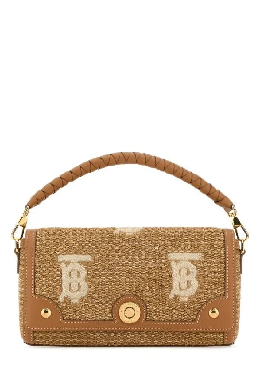 Burberry bags with distinctive leatherwork -Burberry Woman Camel Raffia Handbag