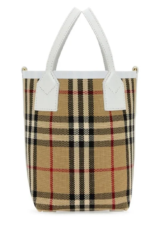 Burberry handbags with iconic checked patterns -Burberry Woman Embroidered Canvas Mini London Handbag