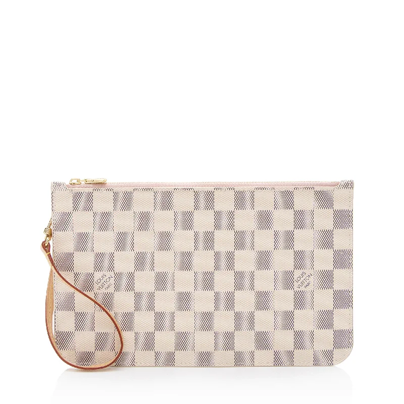 Louis Vuitton handbags with high-end finishes -Louis Vuitton Damier Azur Neverfull MM Pochette (SHF-9Dt044)