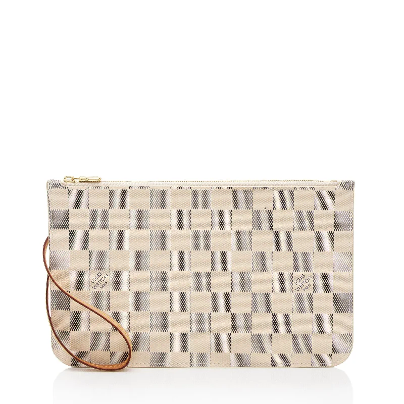 Louis Vuitton handbags with sophisticated detailing -Louis Vuitton Damier Azur Neverfull MM Pochette (SHF-QQNLhH)