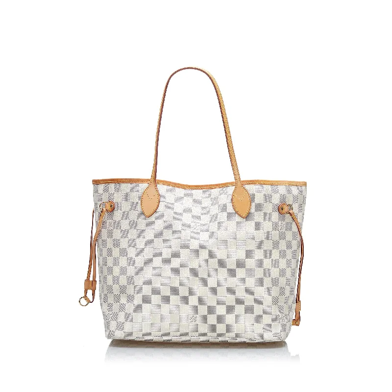 Louis Vuitton bags with leather details -Louis Vuitton Damier Azur Neverfull MM (SHG-uMKOfZ)