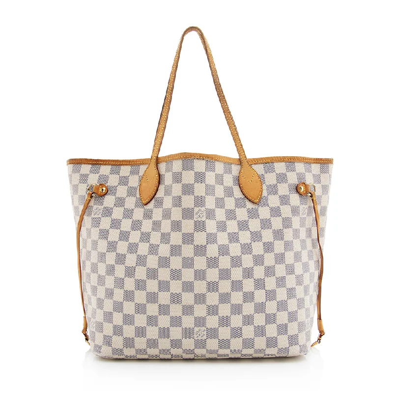 Louis Vuitton bags for upscale occasions -Louis Vuitton Damier Azur Neverfull MM Tote (SHF-19536)