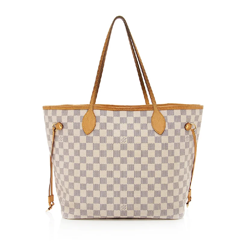 Louis Vuitton bags with iconic LV logos -Louis Vuitton Damier Azur Neverfull MM Tote (SHF-19737)