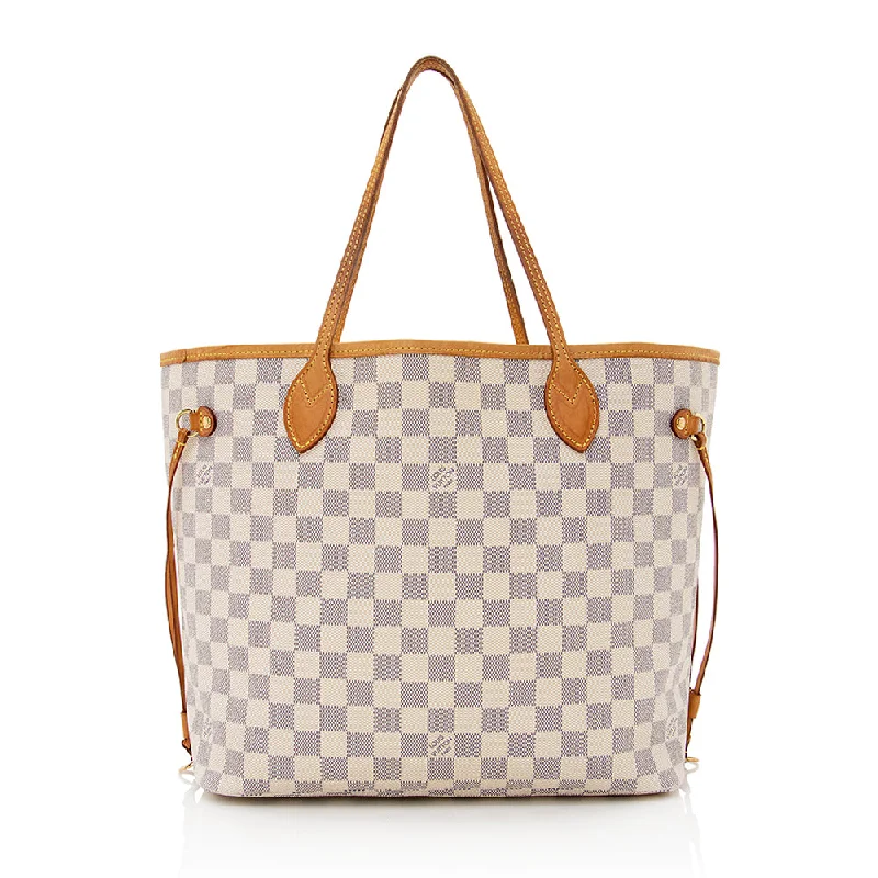 Louis Vuitton bags with sophisticated hardware -Louis Vuitton Damier Azur Neverfull MM Tote (SHF-20798)